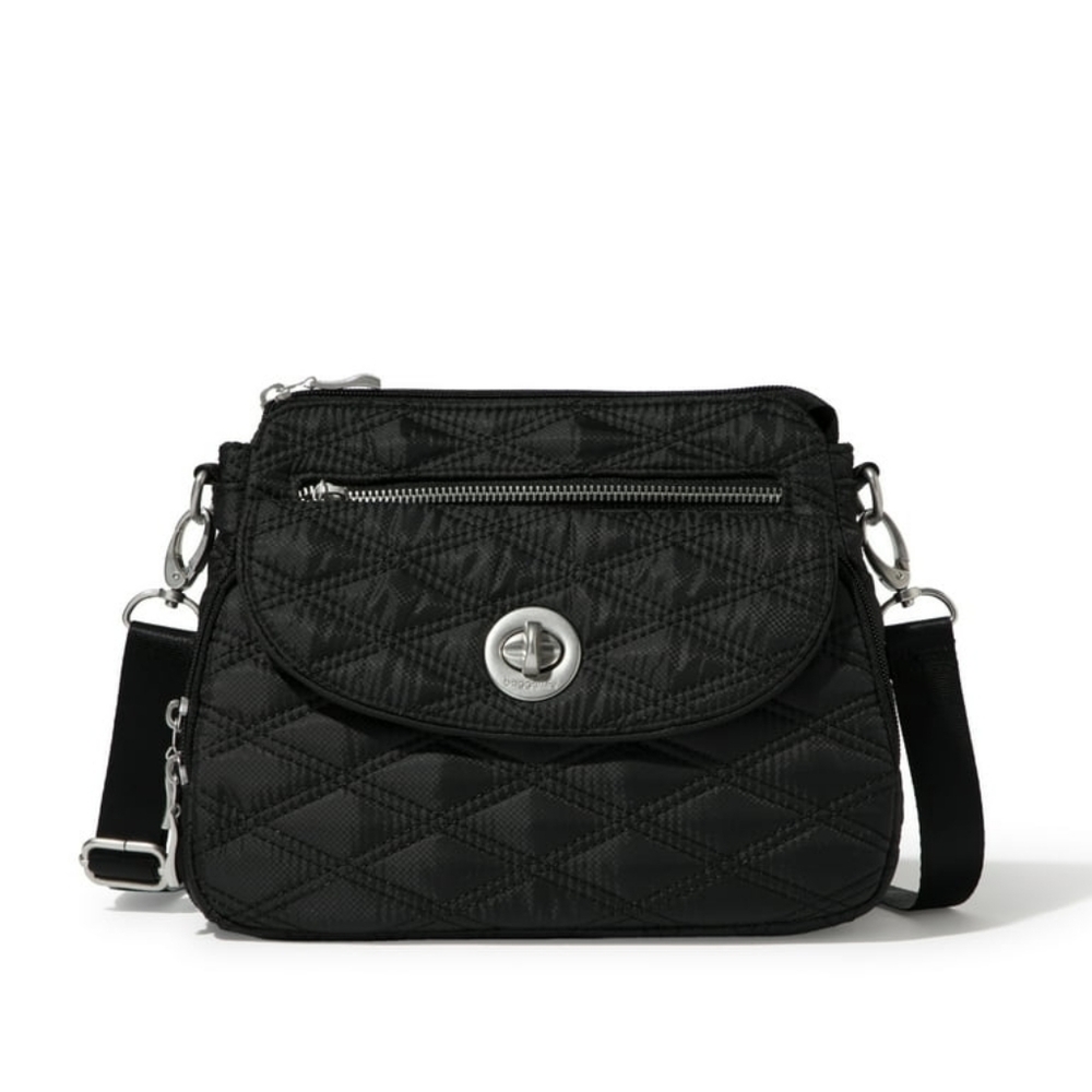 Baggallini Calais Crossbody Bag Black RFID Quilted New